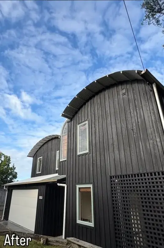 Same Auckland home repainted in striking matte black by Tommy Paint Redo